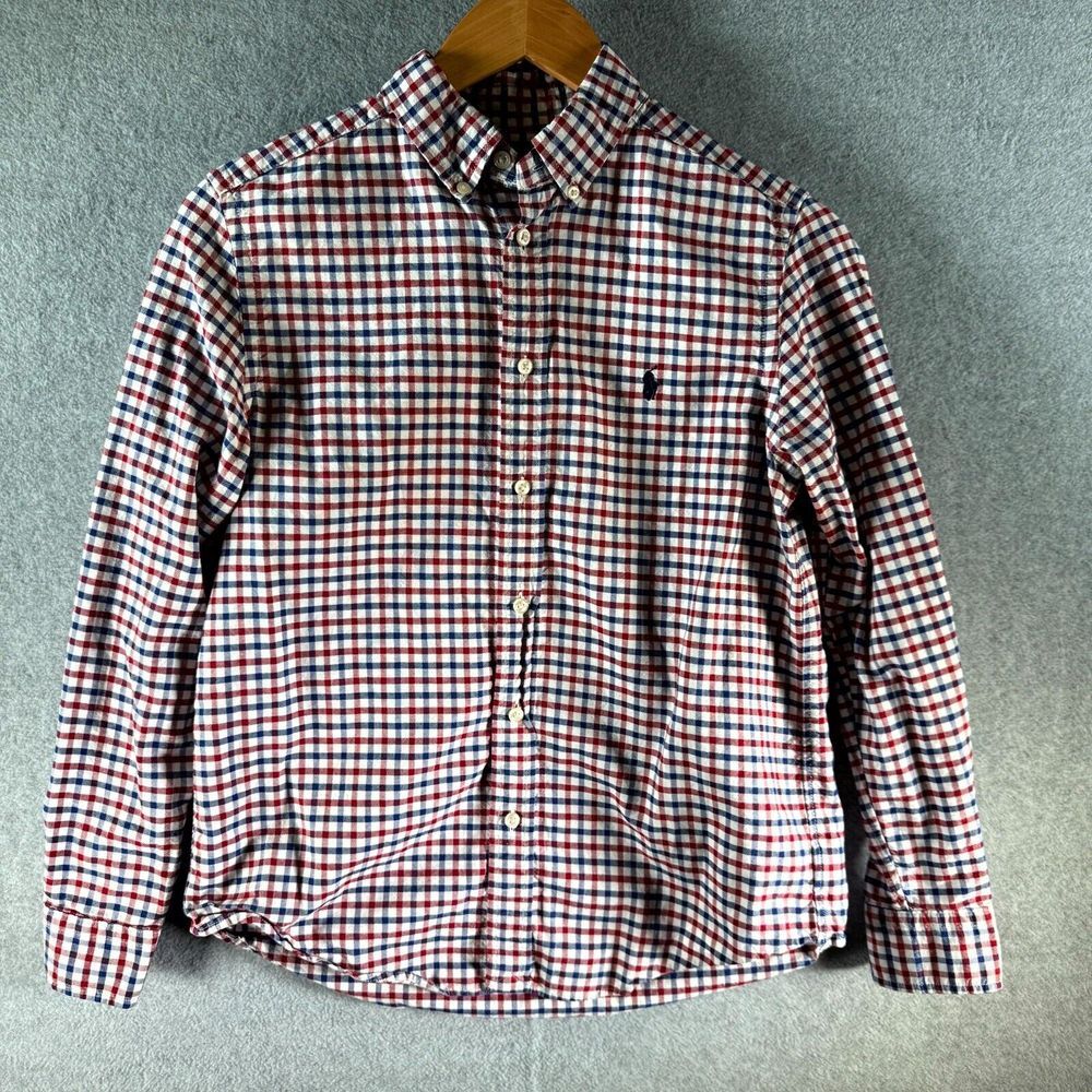 Ralph Lauren Shirt Men 16 Multicolor Checkered 100%‎ Cotton Collared Button Down